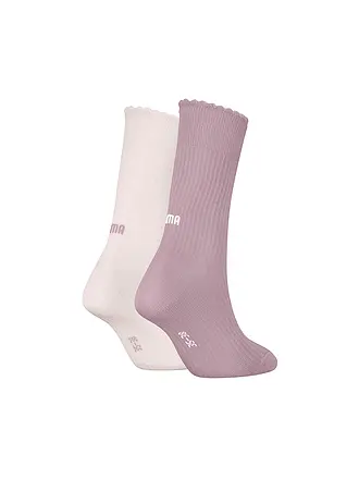 PUMA | Calzini da donna per il tempo libero con bordo smerlato, confezione da 2 | rosa